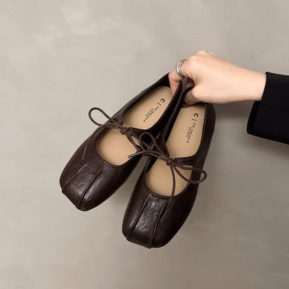 Damen Ballerinas Elegante Schleifen Wildleder