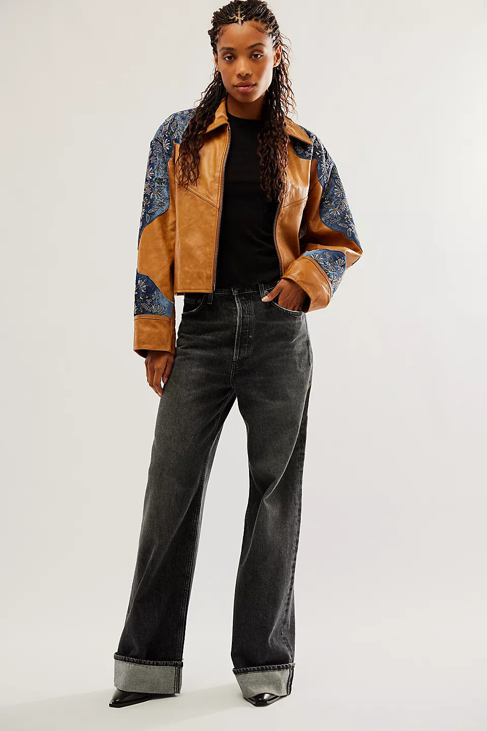 Damjeans Weite Bein Modisch Elastic