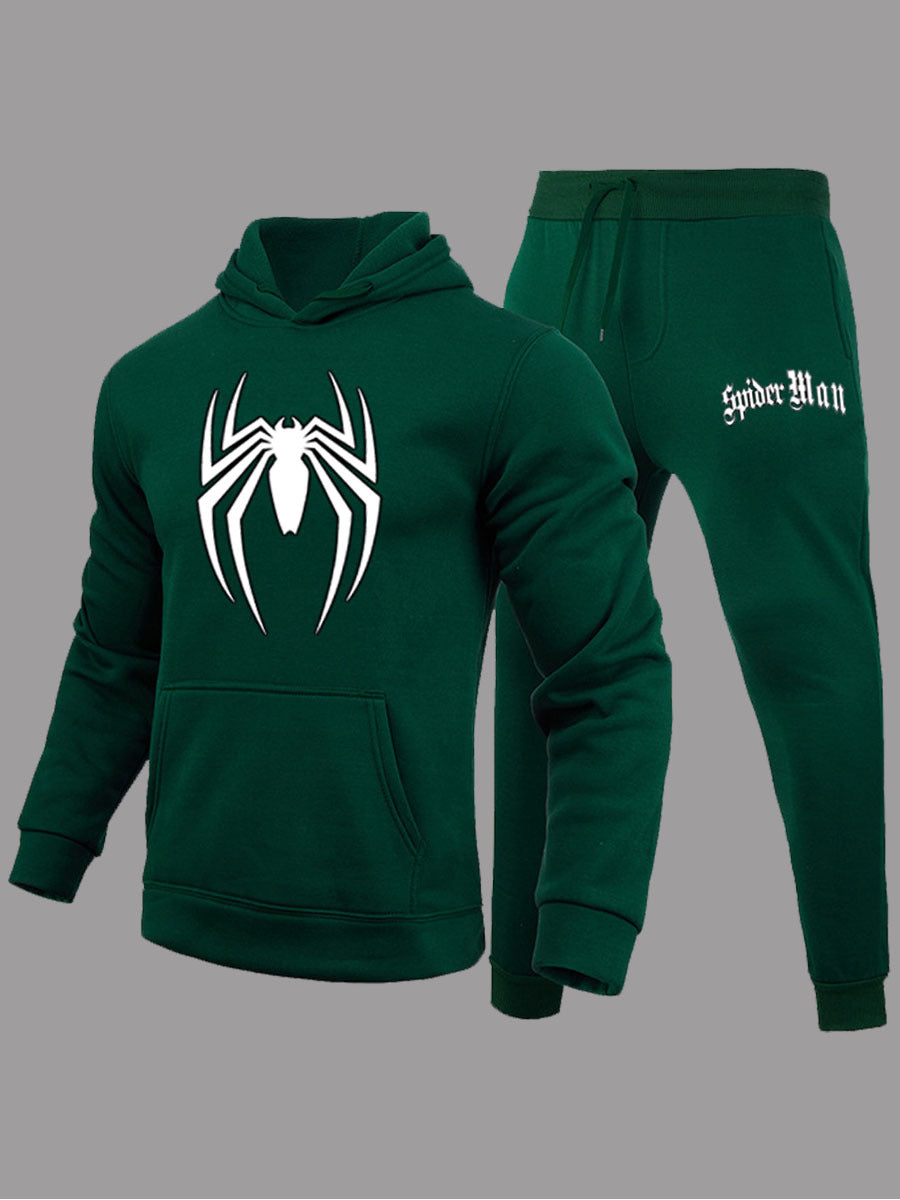 Herren Jogginganzug Sportlich mit Kapuze Spider Motiv Set