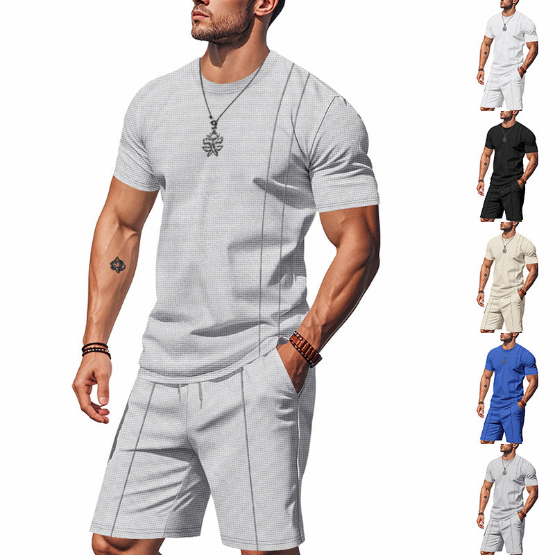 Herren Freizeit-Set Kurzarm Oberteil und Shorts Sportlich Leger - BerlinGlamour