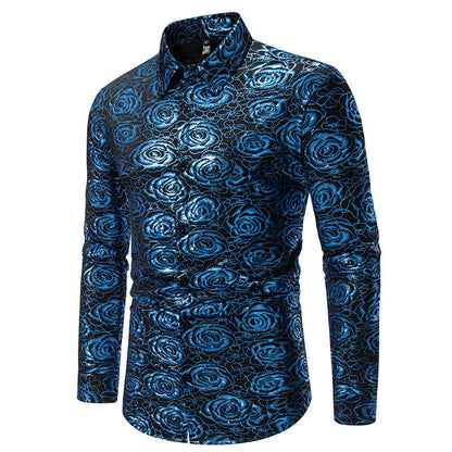 Herren Langarmhemd Floral Modern Gold-Design