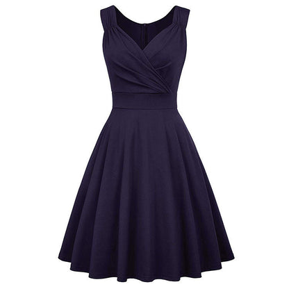 Elegantes Damen A-Linien Kleid Tailliert Mit Wickeldetail