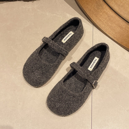 Damen Filzschuhe Bequem Elegant Riemchen Schwarz