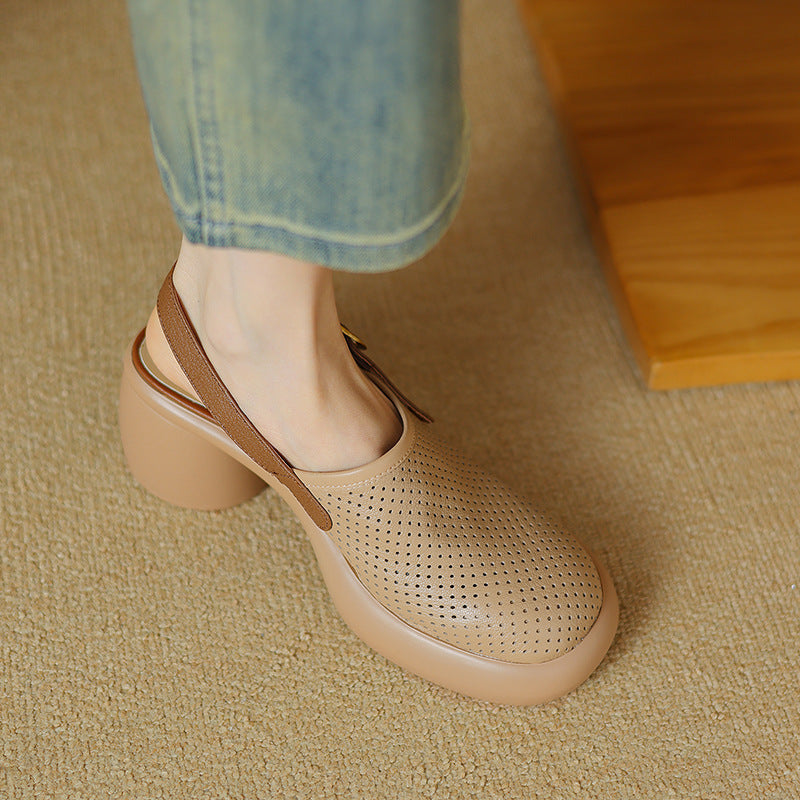 Damen Clogs atmungsaktiv mit Blockabsatz Elegant Bequem