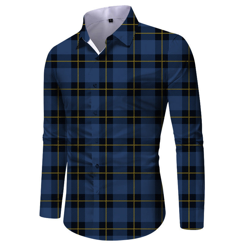 Herren Langarmhemd Karomuster Elegantes Design