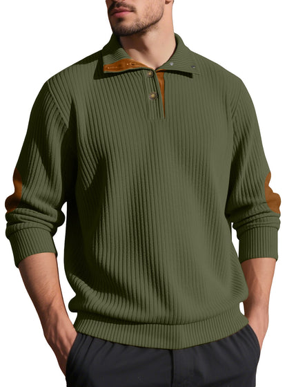 Herren Strickpullover Rippstruktur Elegante Knöpfe Modern