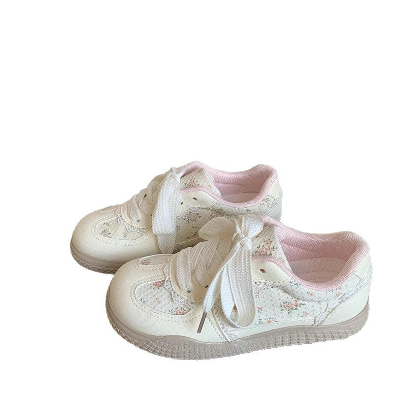 Damen Sneaker Blumenmuster Spitze Bequem