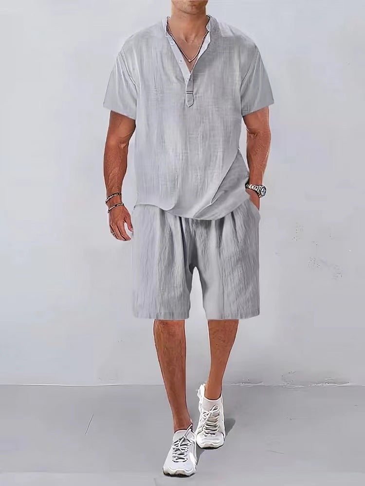 Herren Leinenanzug Bequem Relaxed Fit Sommer