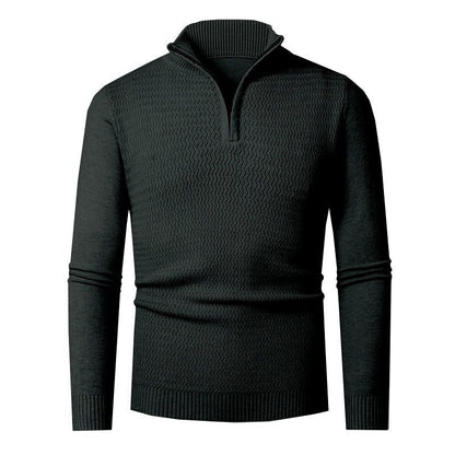 Herren Strickpullover Modern mit Reißverschluss und Wellenmuster