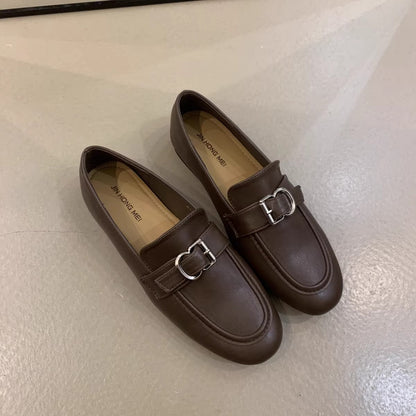 Damen Mokassins Elegante Schuhe mit Schnallenverschluss