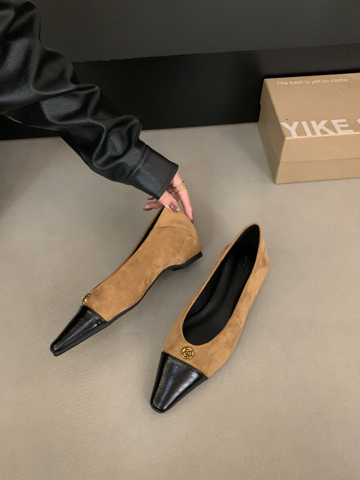 Damen Ballerinas Luxus 2-Toni Design