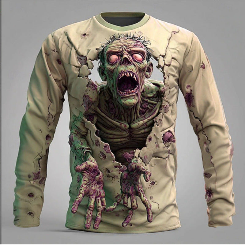 Herren T-Shirt Langarm 3D Zombie Motiv Größe XL