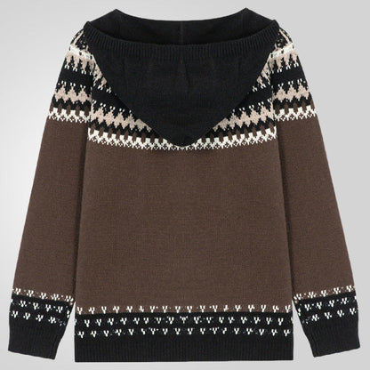 Herren Strickjacke Norweger Muster Reißverschluss Warm