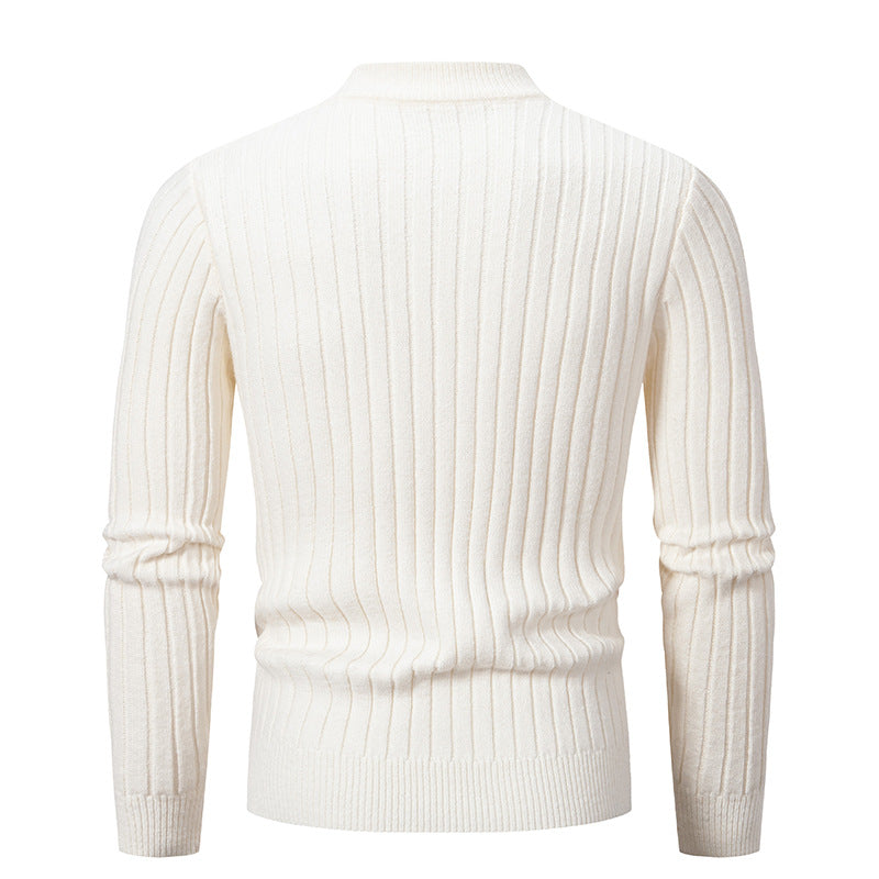 Herren Rollkragenpullover Strukturiertes Zopfmuster Baumwolle
