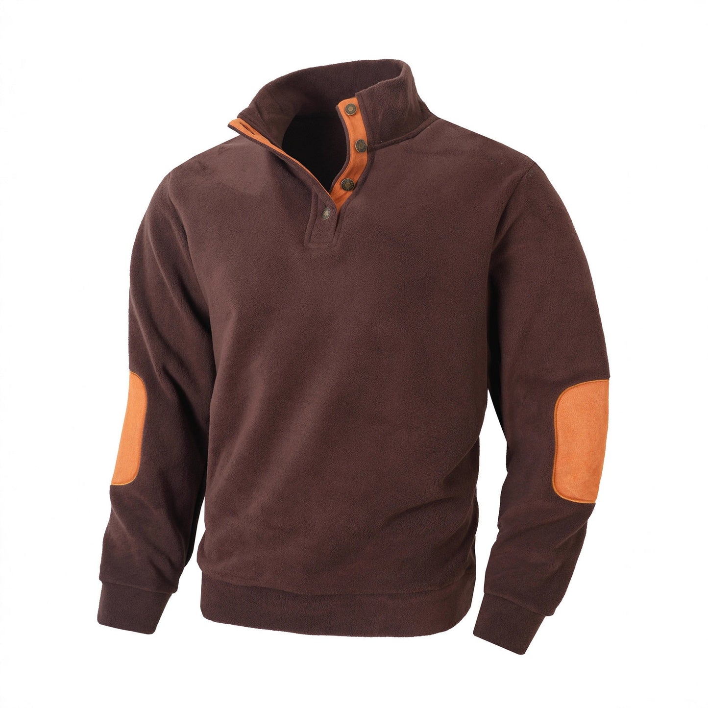Herren Fleece Pullover Modern Stehkragen Kontrastfarben
