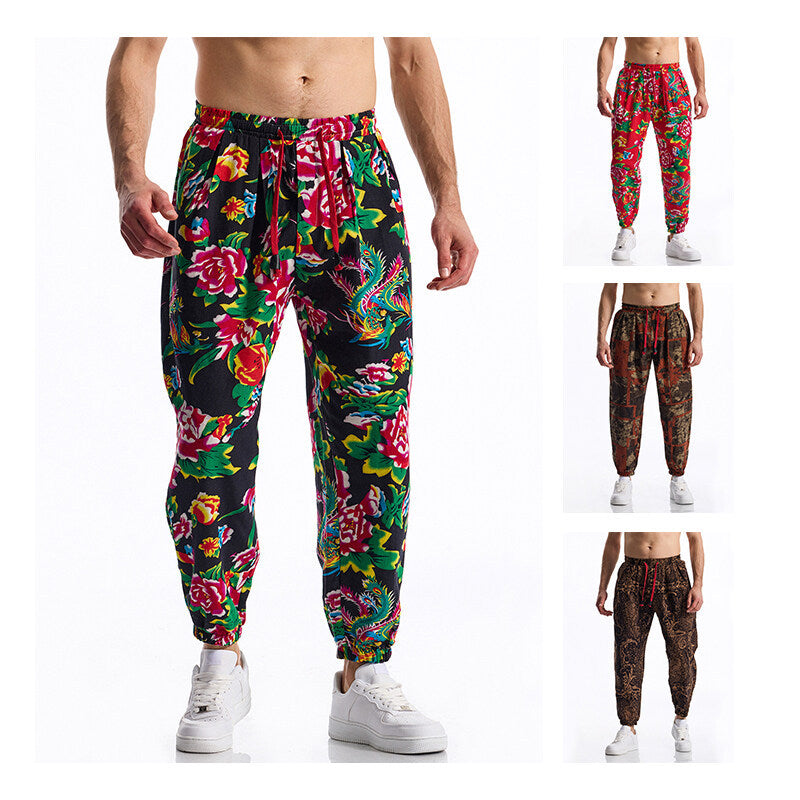 Herren Freizeithose Elastisch Floral Modern