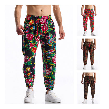 Herren Freizeithose Elastisch Floral Modern