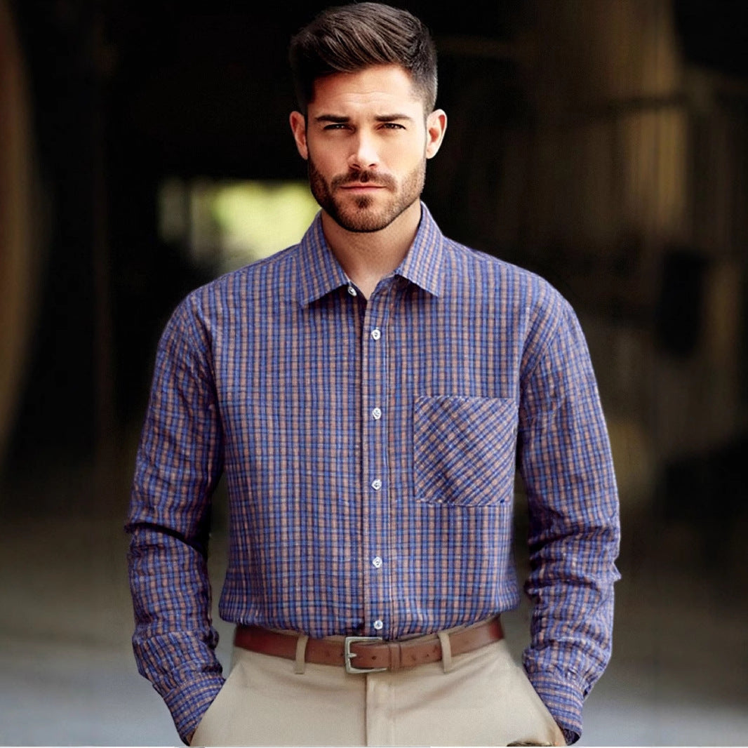 Herren Langarmhemd Karomuster Elegantes Hemd - BerlinGlamour