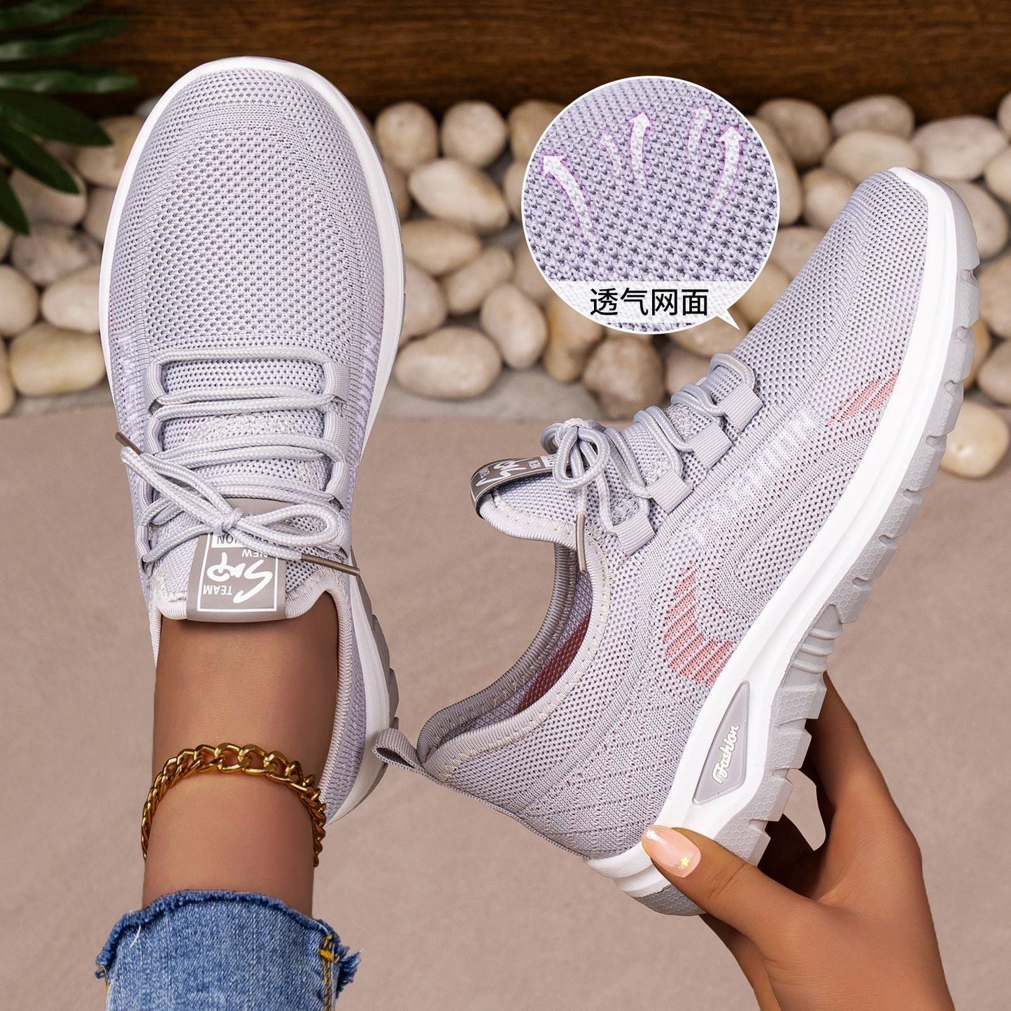 Damen Sport Sneaker Atmungsaktiv Bequem Laufschuhe