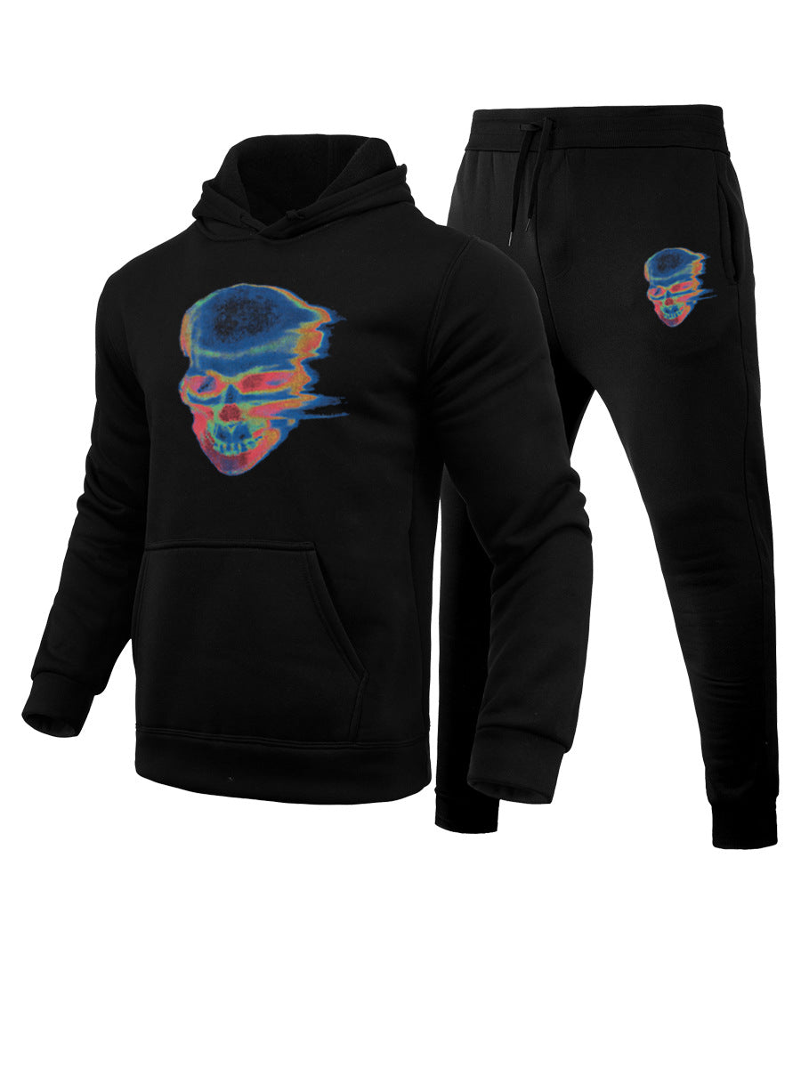 Herren Jogginganzug Totenkopf Design Sweatjacke Hose Set Streetwear