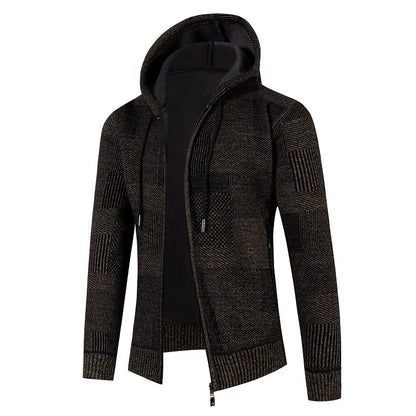 Herren Strickjacke Kapuze Weich Futter Modern