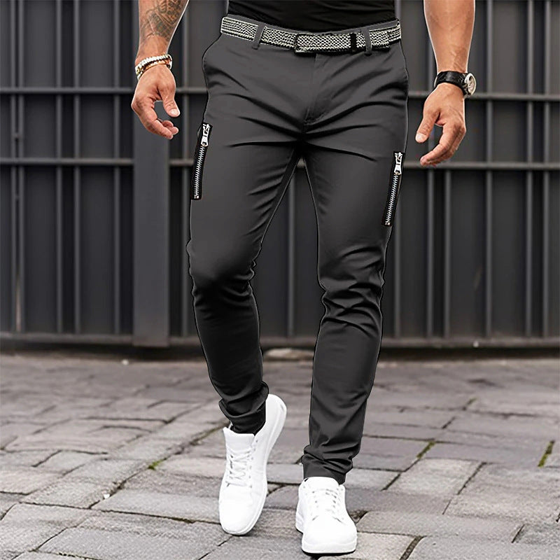 Herren Slimfit Jeanshose mit Reißverschluss Taschen Modern
