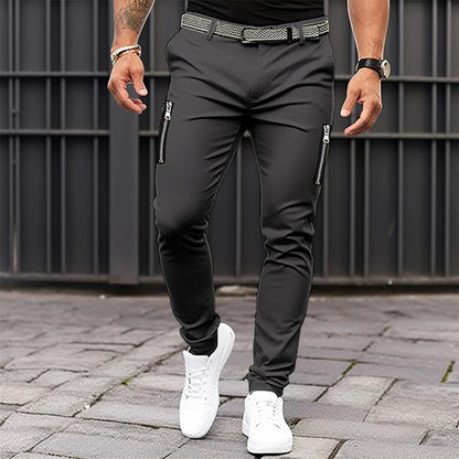 Herren Slimfit Jeanshose mit Reißverschluss Taschen Modern