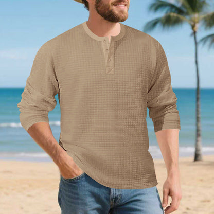 Herren Langarmshirt Elegantes mit Knöpfen und Struktur