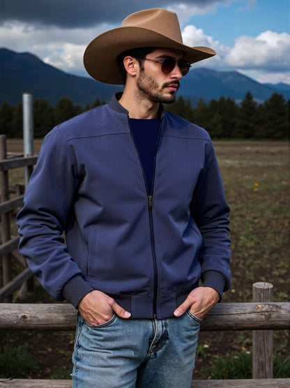 Herren Bomberjacke Sportlich Elegante Details Schwarz