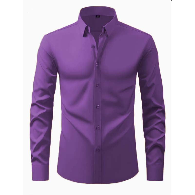 Herren Hemd Langarm Modernes Design Schwarzes Slimfit