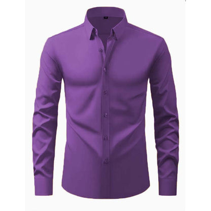 Herren Hemd Langarm Modernes Design Schwarzes Slimfit