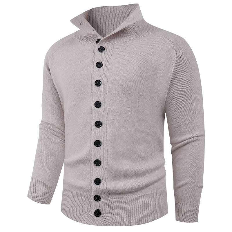 Herren Strickpullover Hochkragen Knopfverschluss Modern