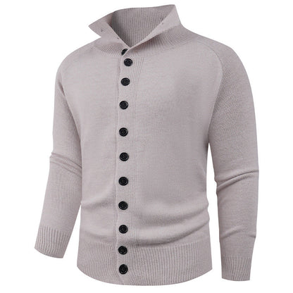 Herren Strickpullover Hochkragen Knopfverschluss Modern