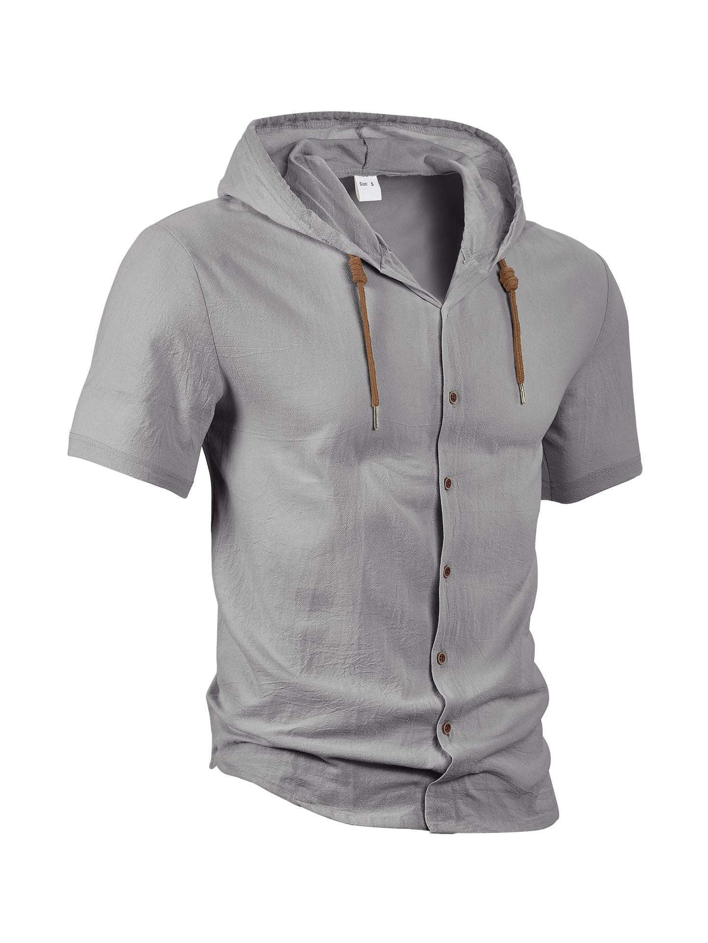 Herren Kapuzenshirt Lässig Leicht Mit Knopfleiste