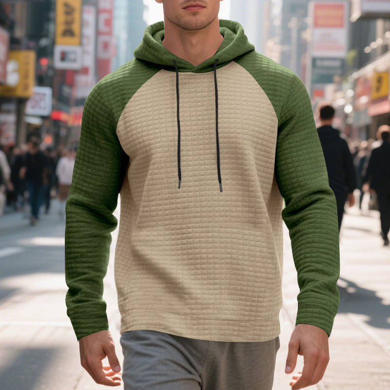 Herren Kapuzenpullover Struktur Optik Farbblock