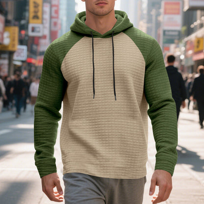 Herren Kapuzenpullover Struktur Optik Farbblock