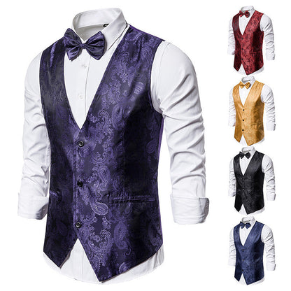 Herren Weste Elegante Paisley Muster Mit Fliegenband - BerlinGlamour