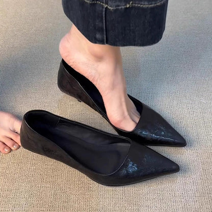 Damen Ballerinas Spitz Elastisch Komfortabel
