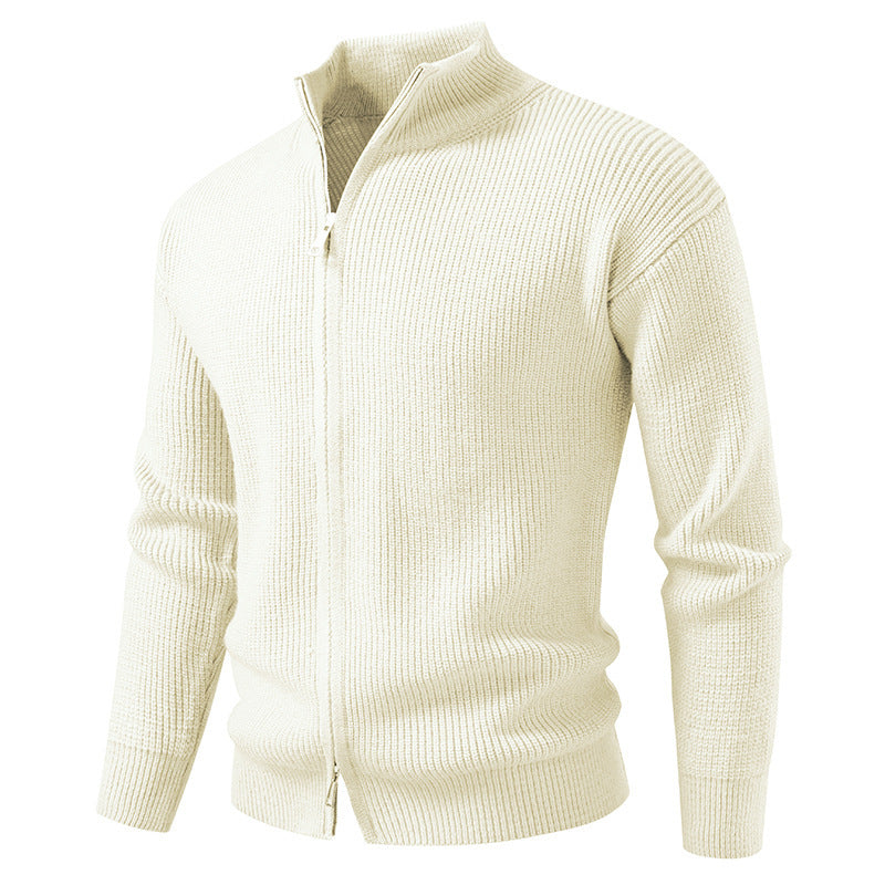 Herren Strickjacke Hochkragen Reißverschluss Modern