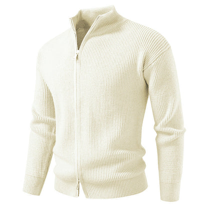 Herren Strickjacke Hochkragen Reißverschluss Modern