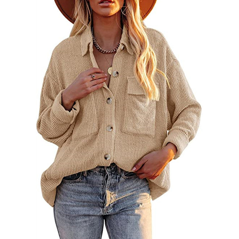 Damen Strickjacke Lässig mit Knöpfen und Taschen