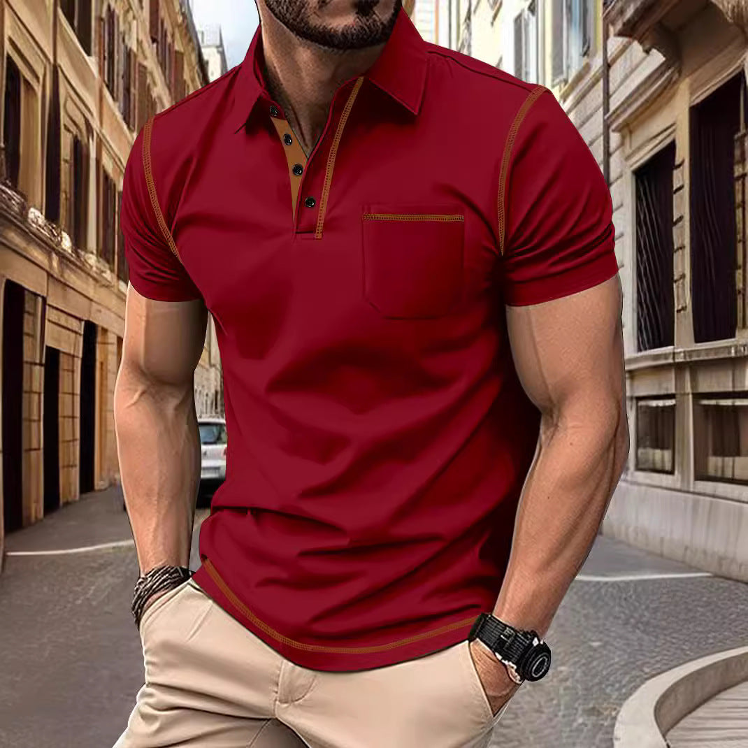 Herren Polohemd Modern Stehkragen Elegant