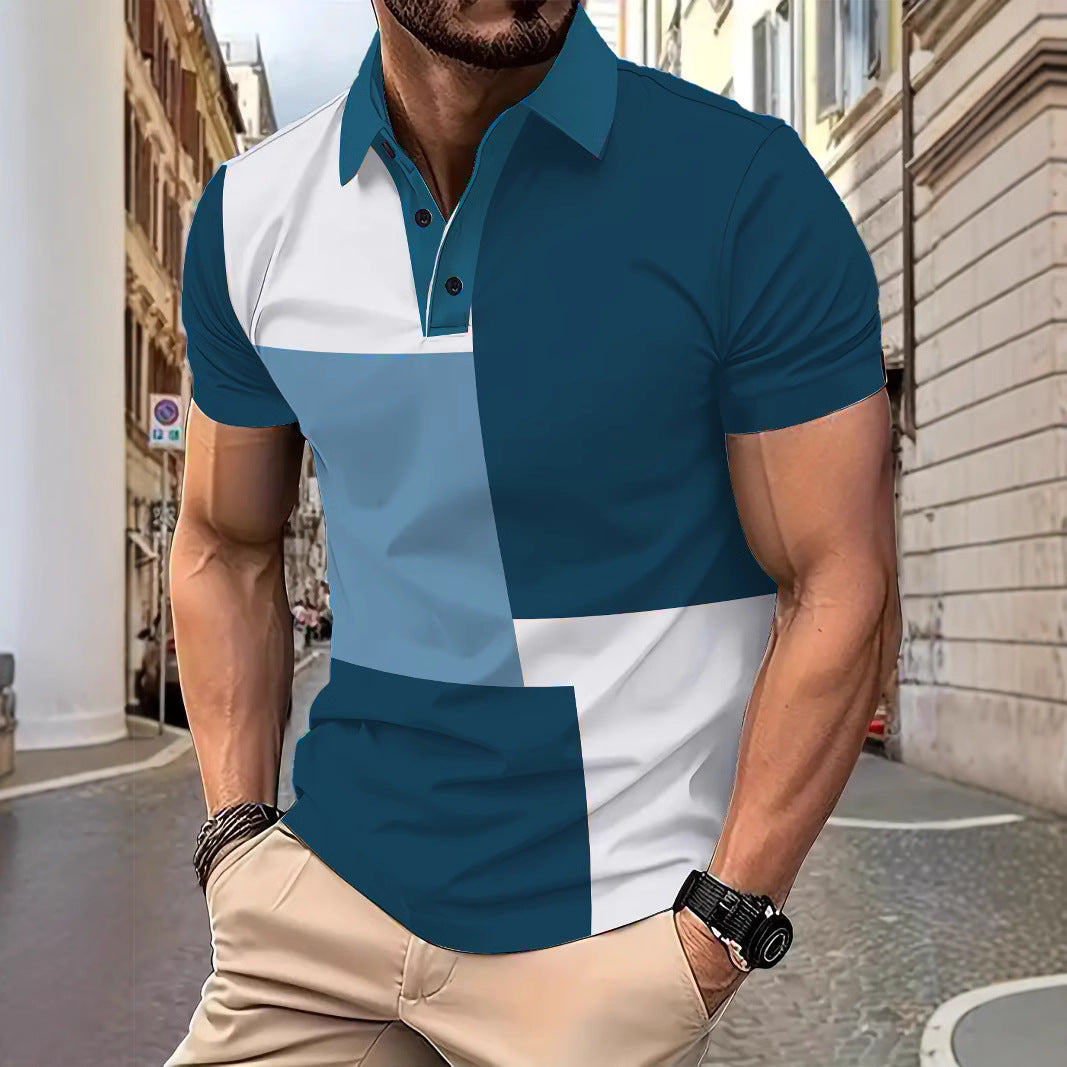 Herren Poloshirt Kurzarm Modern Blockdesign - BerlinGlamour
