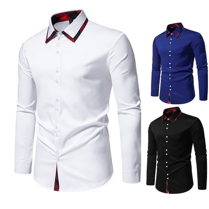 Herren Langarmhemd Elegantes Moderne Kontrast DETAILS