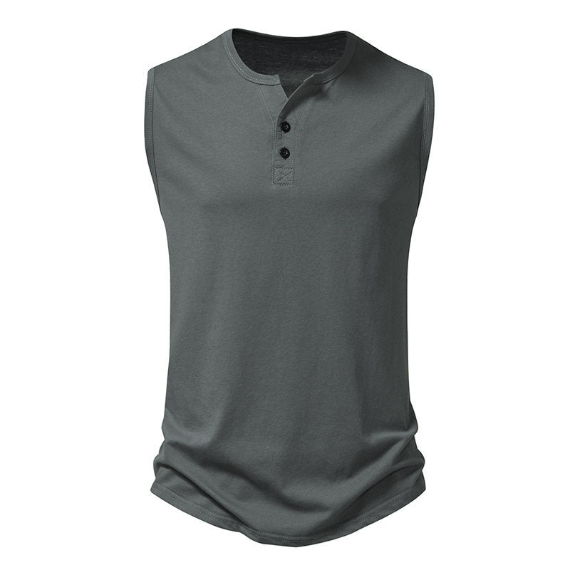 Herren Henley-Shirt Ärmellos Modern Knopfdesign Slimfit