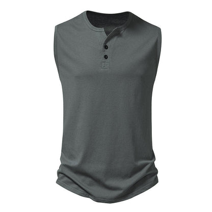 Herren Henley-Shirt Ärmellos Modern Knopfdesign Slimfit