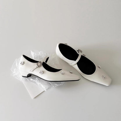 Damen Ballerinas Elegant mit Blumenapplikationen