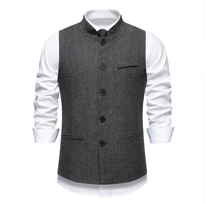 Herren Weste Herringbone Elegante Mit Taschen