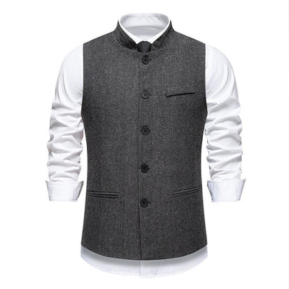 Herren Weste Herringbone Elegante Mit Taschen