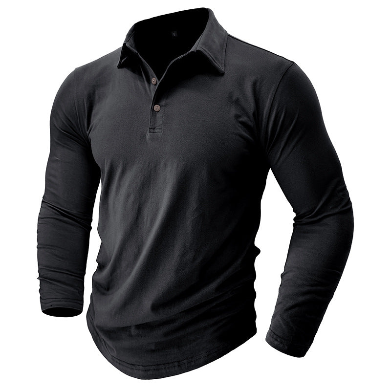Herren Poloshirt Langarm Elegant Hochwertig Baumwolle